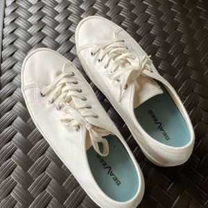 Womens Seavees white/cream canvas sneakers